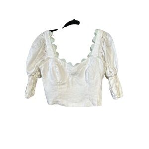 Azulu Colombia Square Neck Puff Sleeve Crop Top Size M